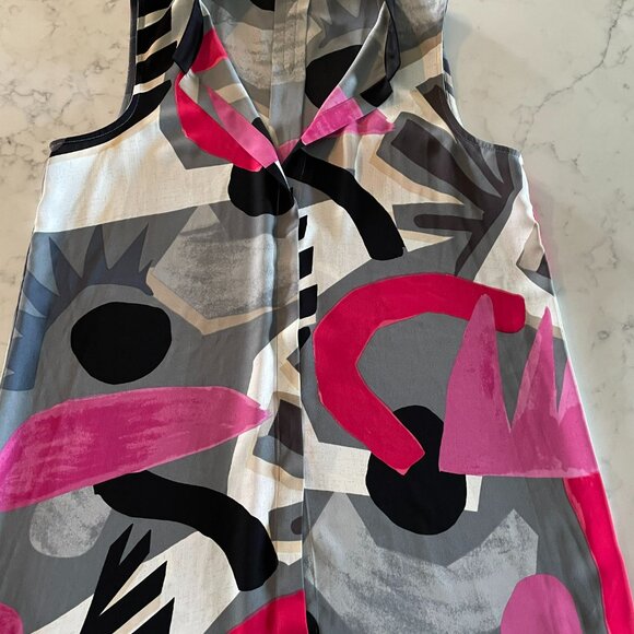 Abstract Tunic Black Pink Red White Tan Gray Sleeveless - Picture 9 of 16